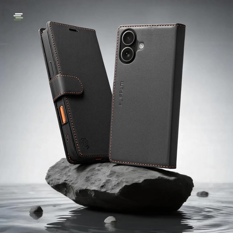 FLIPALM Wallet Case for iPhone 17 with Credit Card Holder,PU Leather Folio Flip Kickstand Protective Shockproof Cover for Apple 17 Phone Case (Black, for iPhone 17-6.3'') - Image 3
